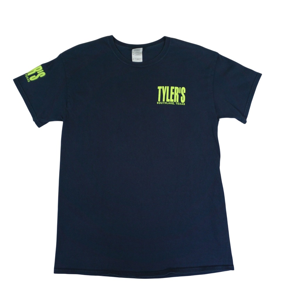Tyler's Southlake Texas T-Shirt Mens Medium Navy Blue Excellent Neon Graphic Tee